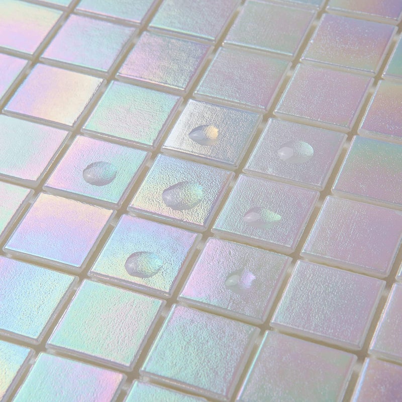 DICOFUN 2 White Rainbow Peel and Stick Backsplash, 6.6" x 6.6" Glass Mosaic Tile for Kitchen and Bathroom - Image 2